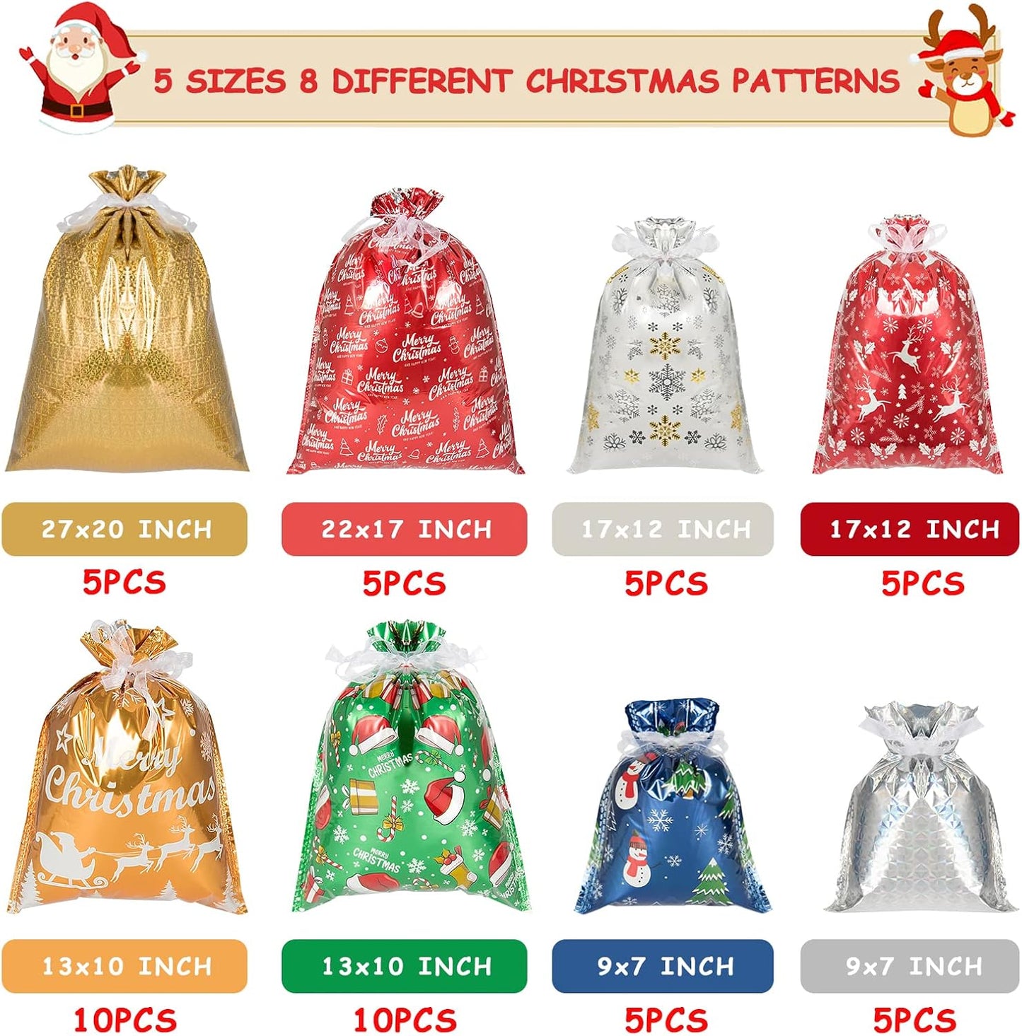 christmas 50-piece gift bags & tags set