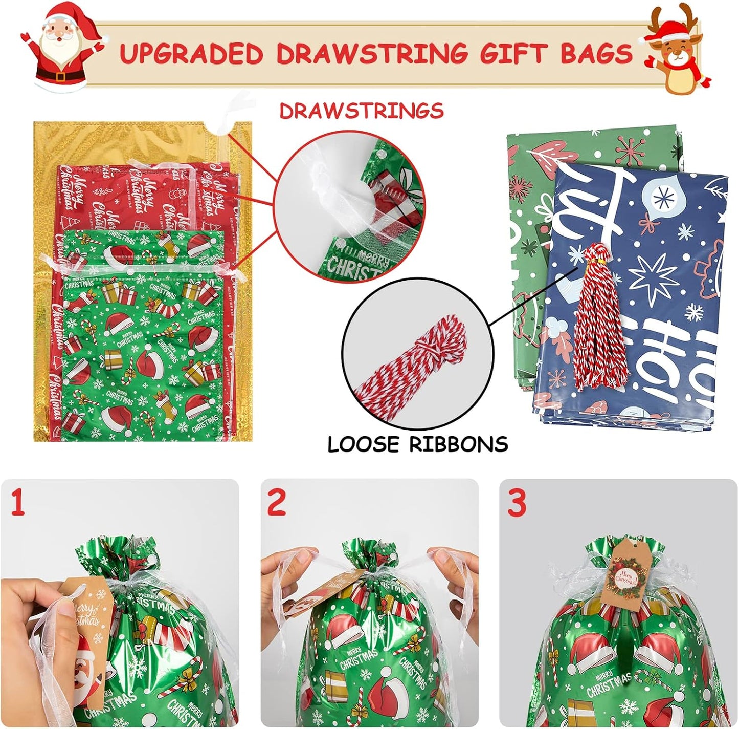 christmas 50-piece gift bags & tags set