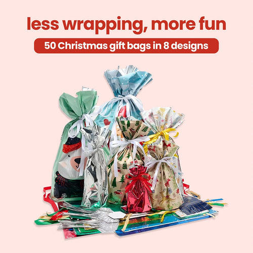 christmas 50-piece gift bags & tags set